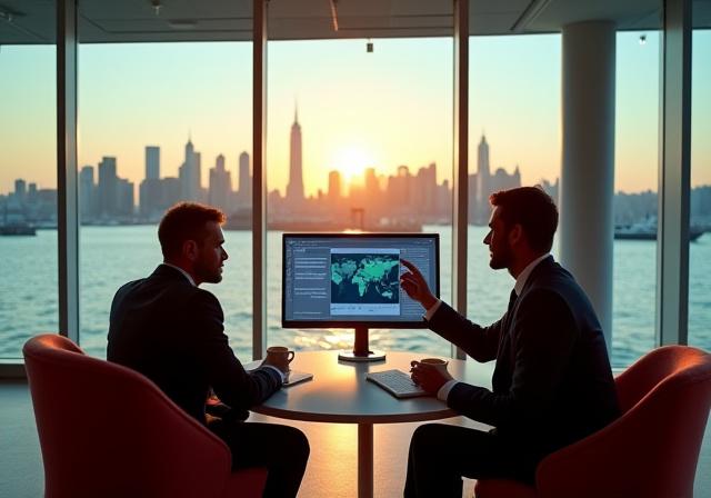 Strategic consulting session overlooking a harbor in New York
