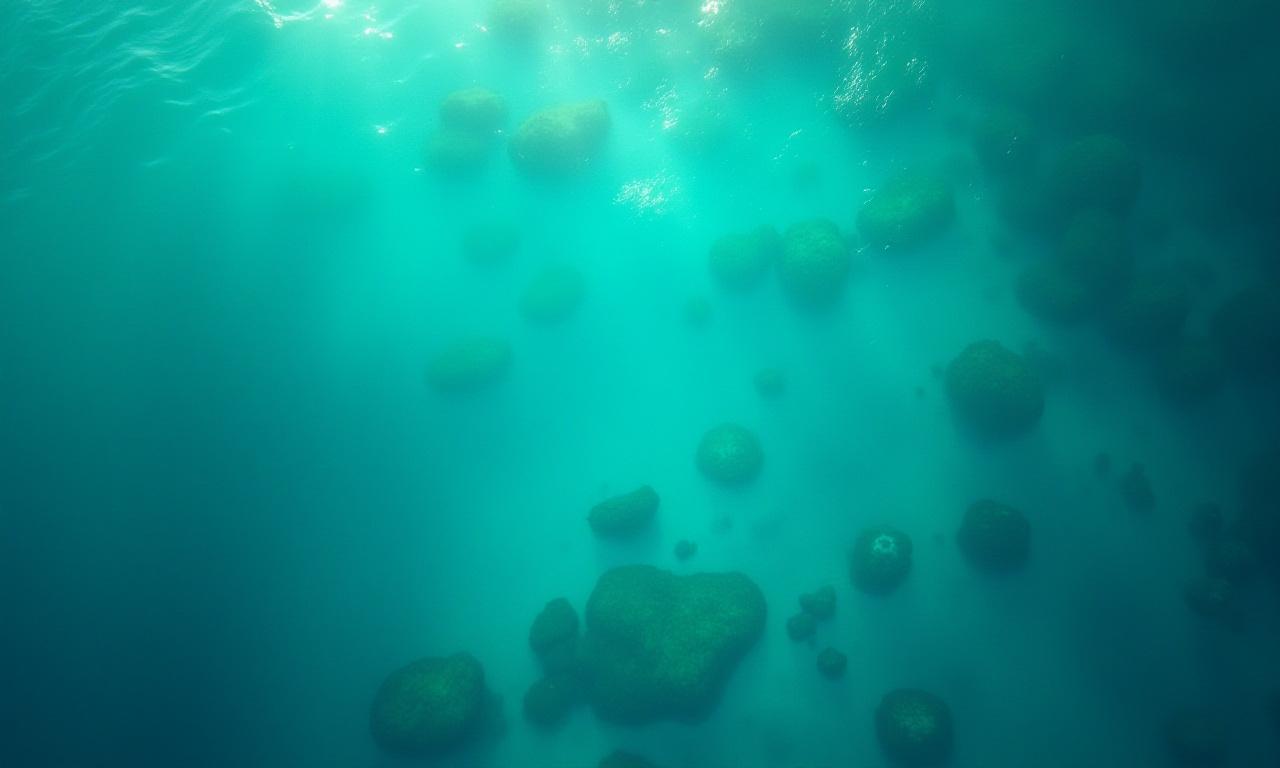 Calm ocean currents meeting coral reefs